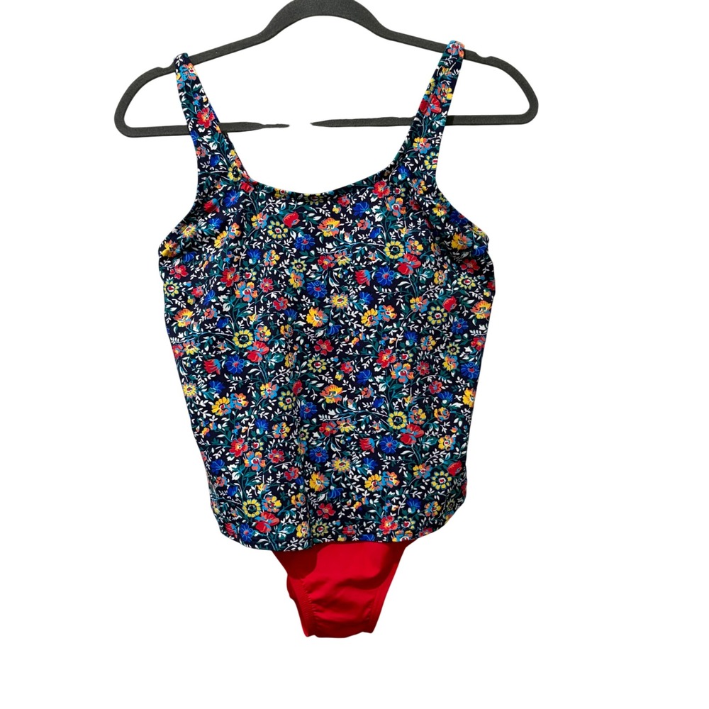 Lands' End Tankini One Piece Womens 6 MultiColor Floral Highclo Swimsuit